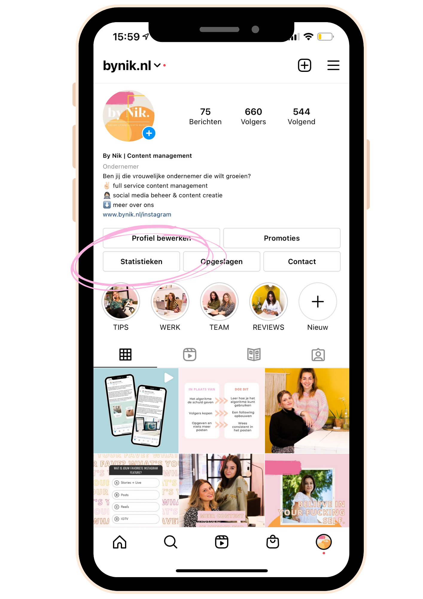 Zakelijk Instagram account