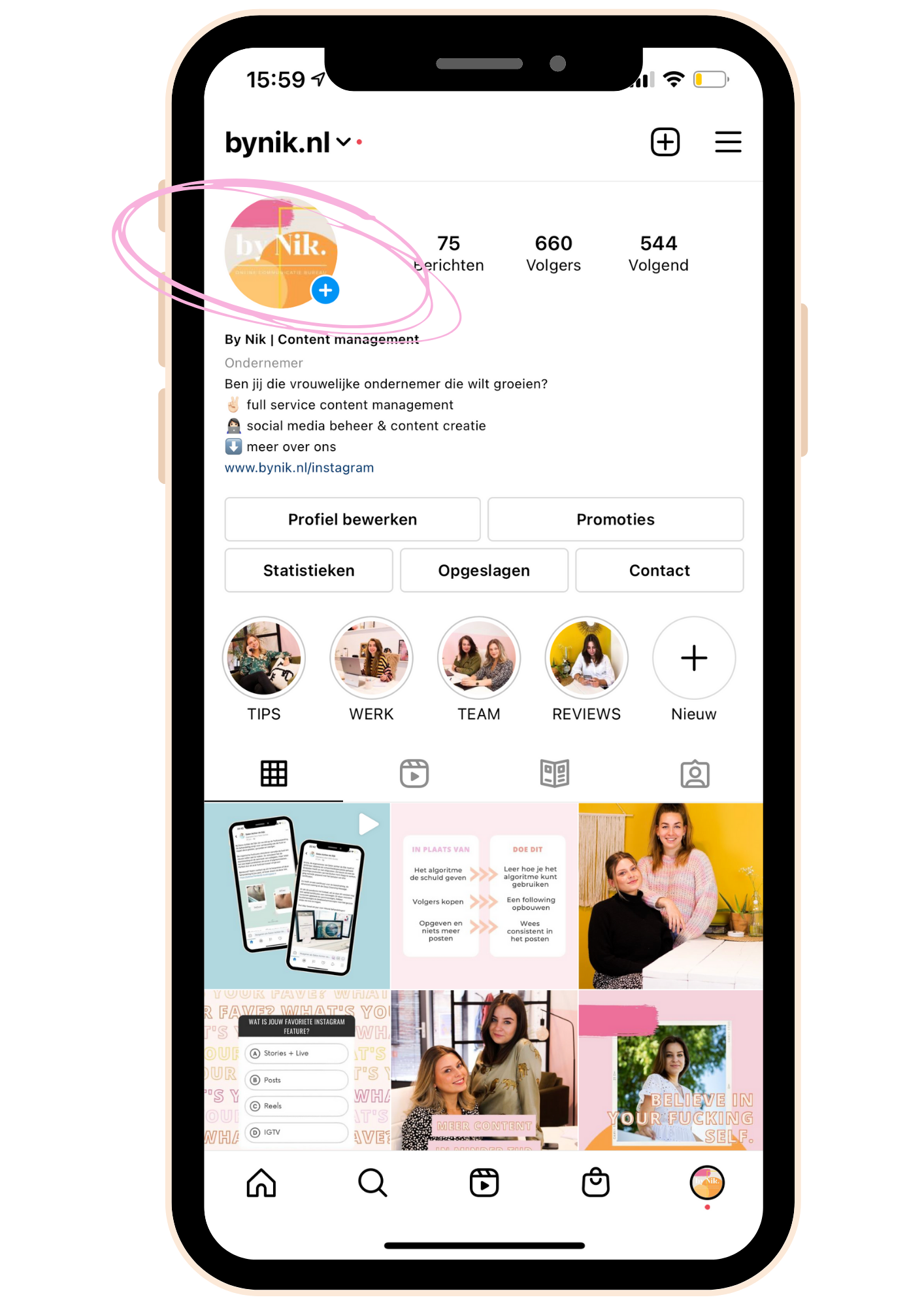 Instagram profielfoto instellen